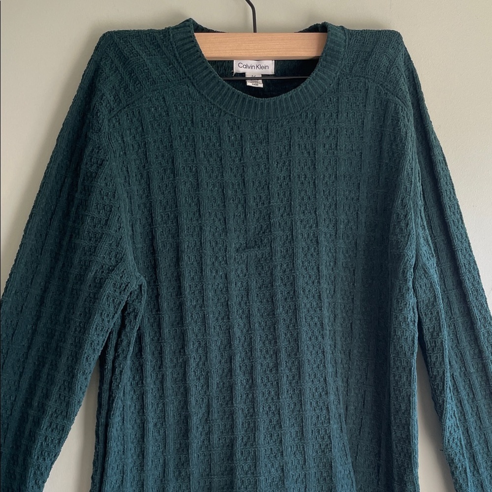 Calvin Klein Women's Deep Green Cable Knit Sweater - Picture 3 of 7